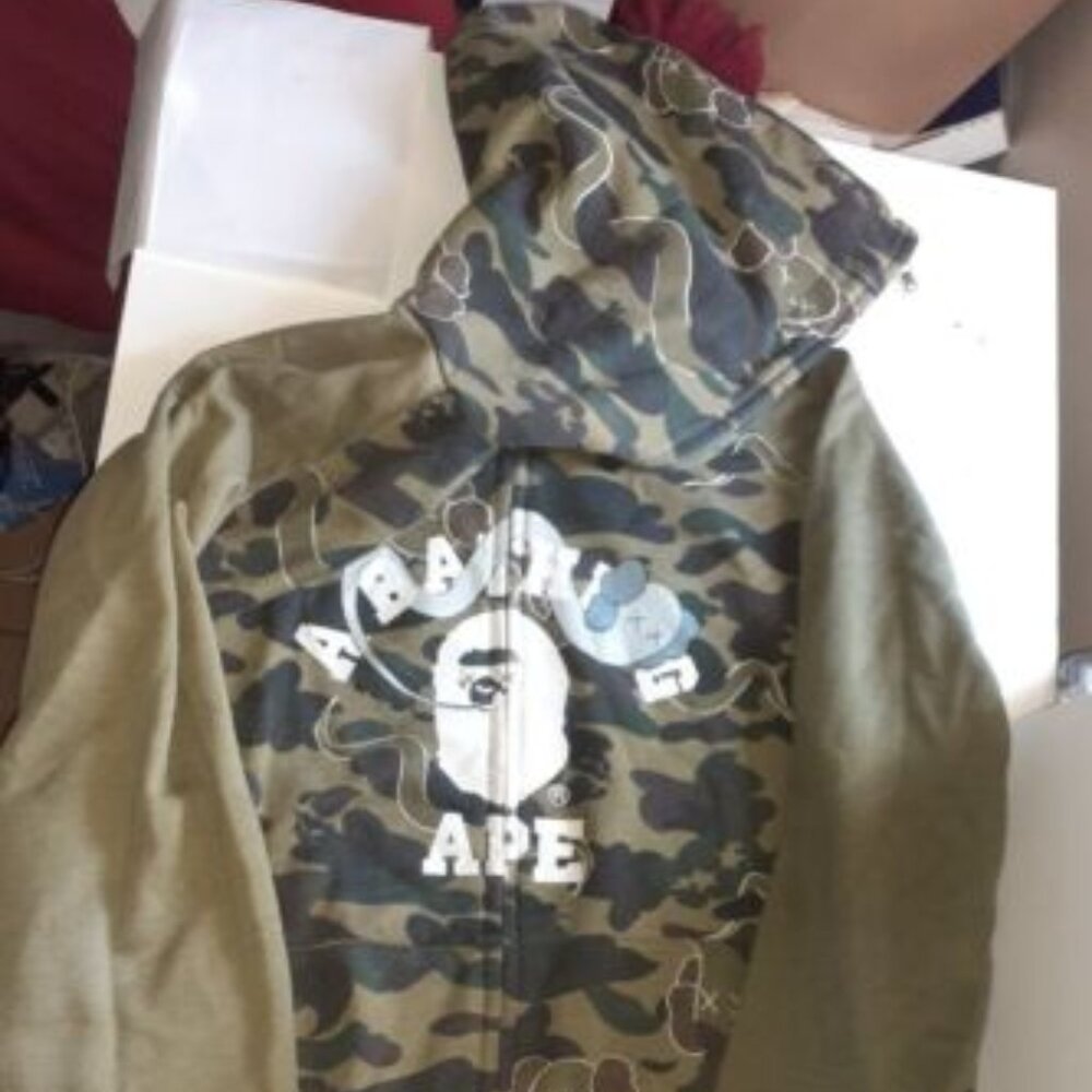 Bape Hoodie Kaws x Bendy College Green 1st Camo Vintage 2XL
